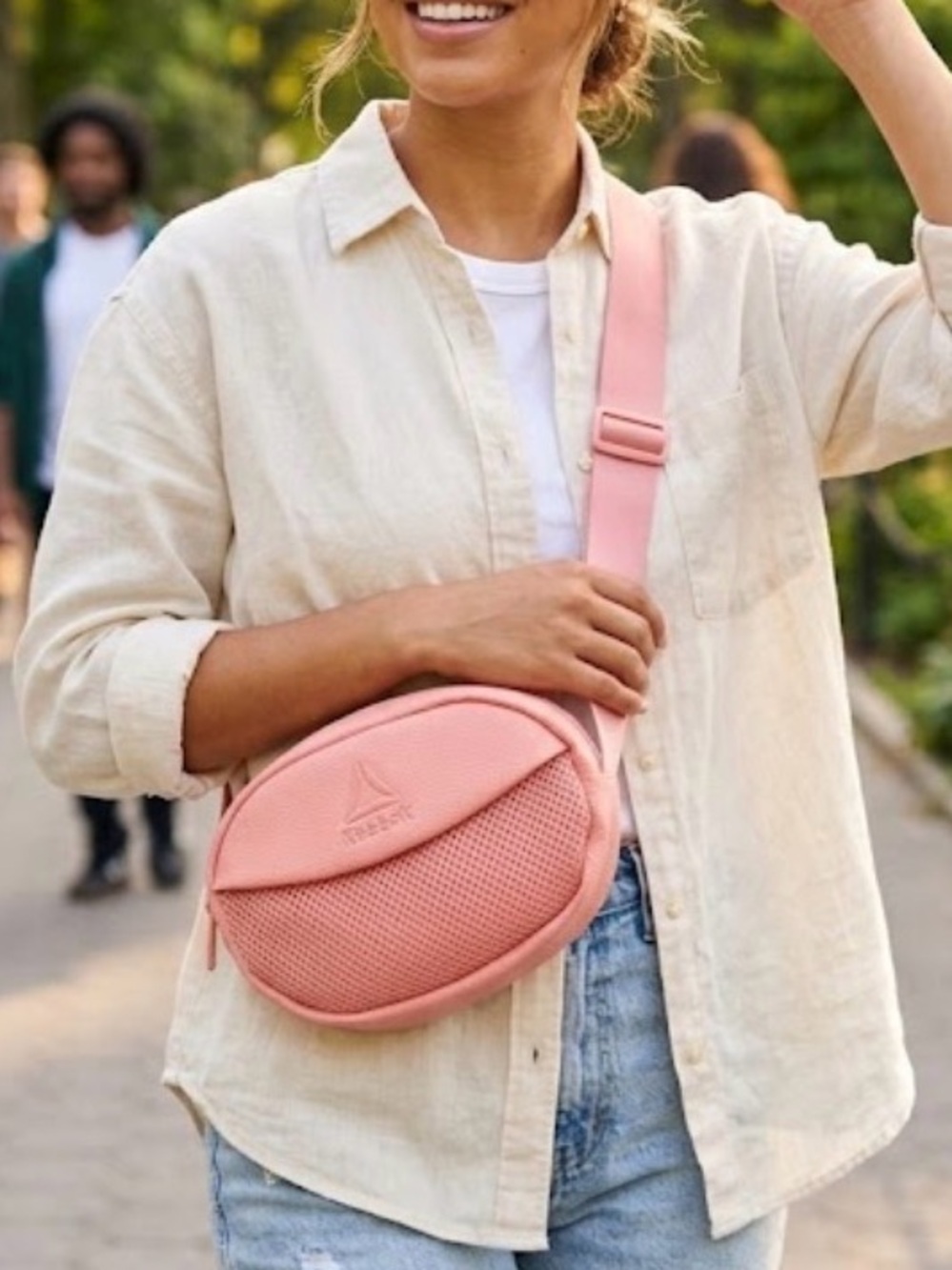 Reebok Pink Crossbody Bag with Textured Matte Finish